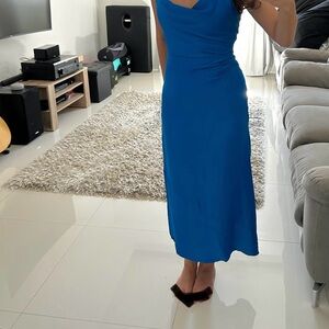 Zara Blue Cowl’s Neck Dress